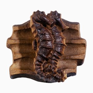 Brutalist Ceramic Seahorse Wall Light, 1970s