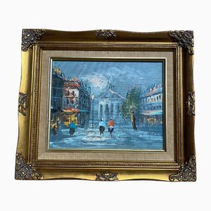 Impressionist Artist, View of the Pantheon in Paris, 1800s, Oil on Canvas, Framed