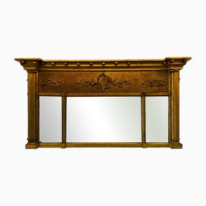Espejo de repisa tríptico Ormolu pre-Regency dorado, 1790