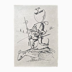 Salvador Dali, Pantagruel oder Henry II aus Les Songes Drôlatiques de Pantagruel, Original Large Lithographie, 1973
