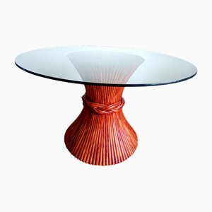 Tavolo vintage in vimini, 1980