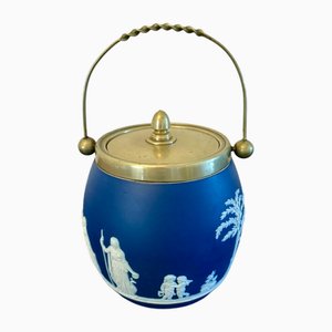 Antique Victorian Wedgwood Jasperware Biscuit Barrel, 1880