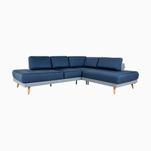 Tyme Fabric & Wood Corner Sofa in Blue from MYCS