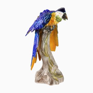 Papageienfigur aus polychromer Keramik