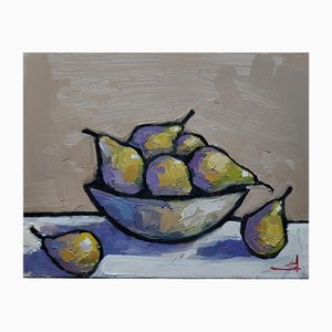 Vivek Mandalia, Bowl of Pears, Oil on Canvas