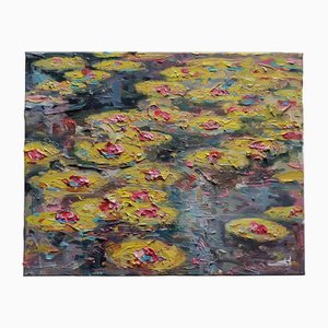Vivek Mandalia, Lotus and Waterlilies, Oil on Canvas