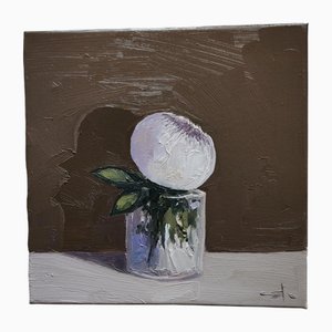 Vivek Mandalia, Weiße Pfingstrose, Öl auf Leinwand