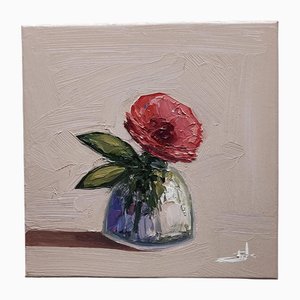 Vivek Mandalia, Fleur Rose, Huile sur Toile