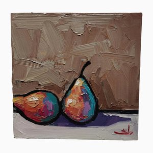 Vivek Mandalia, Orange Birnen, Öl auf Leinwand