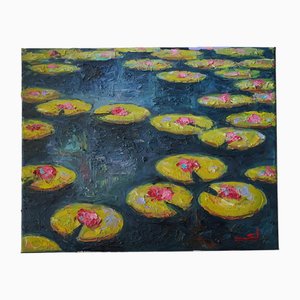 Vivek Mandalia, Nymphéas, Huile sur Toile