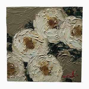 Vivek Mandalia, Fleurs Blanches, Huile sur Toile