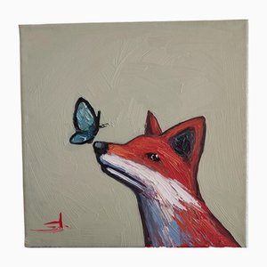 Vivek Mandala, Rotfuchs, Öl auf Leinwand