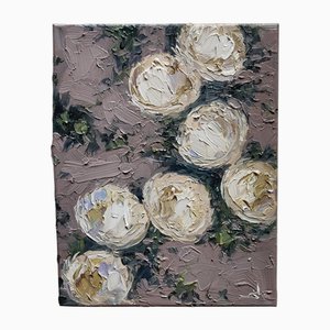 Vivek Mandalia, Pivoines Blanches, Huile sur Toile