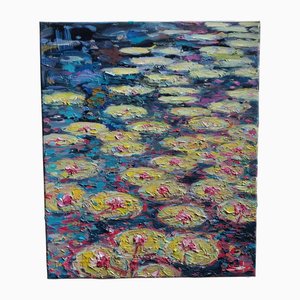 Vivek Mandalia, Pond of Waterlilies, Oil on Canvas