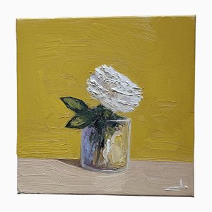 Vivek Mandalia, Rose Blanche, Huile sur Toile