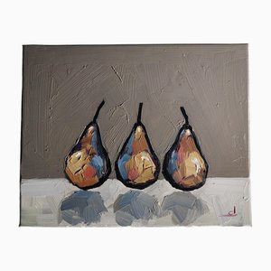Vivek Mandalia, Poires Jaunes, Huile sur Toile
