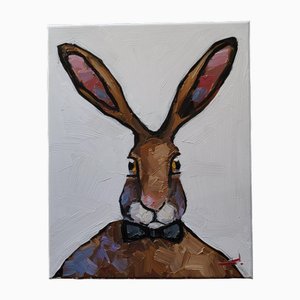 Vivek Mandalia, Hasenportrait, Öl auf Leinwand