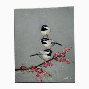 Vivek Mandalia, Chickadee Birds, Olio su tela
