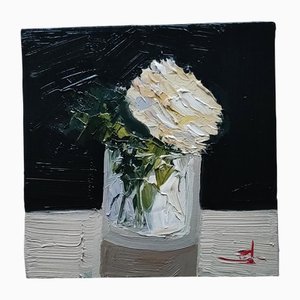 Vivek Mandalia, White Rose, Oil on Canvas