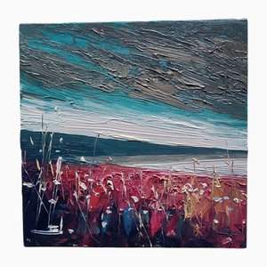 Vivek Mandalia, Paesaggio con vista sull'oceano, Olio su tela