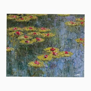 Vivek Mandalia, Waterlilies, Oil on Canvas