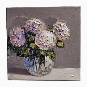 Vivek Mandala, Weiße Rosen, Öl auf Leinwand