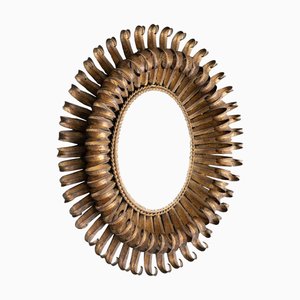 Miroir Sunburst Mid-Century en Laiton, 1960
