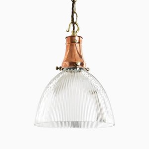 Lampade a sospensione in rame di Holophane, anni '40, set di 2