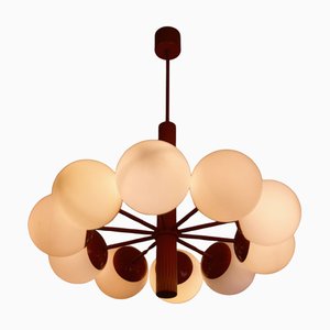 Mid-Century Modern Red Kaiser 10-Arm Chandelier from Kaiser Idell / Kaiser Leuchten, Germany, 1960s