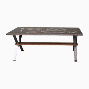 Table Basse avec Carrelage Marron
