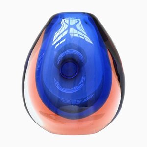 Vase Unikat en Verre Bleu par Vladimir Mika, 1969