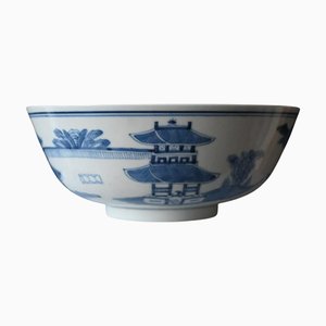 Large Antique Chinese Blue and White Porcelain Bowl, 1700s