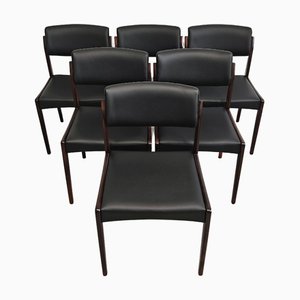 Mid-Century Modern Dining Chairs in Rosewood and Leather from Bramin, 1960s, Set of 6