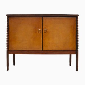 Vintage Sideboard aus geschnitztem Leder, 1950er