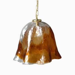 Lampada a sospensione vintage in vetro di Murano di Mazzega, anni '60