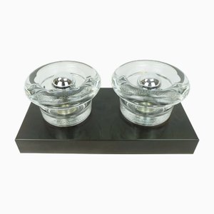 Space Age Sconce with 2 Thick Glass Shades and Metal from Cosack Leuchten, 1970s