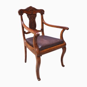 Carlo X Walnut and Leather Armchair