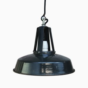 French Black Enamel Factory Pendant