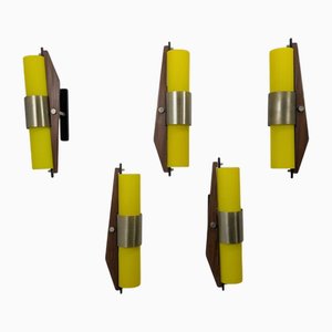 Gelbe Glas Wandlampen von Oma Padova, 1960er, 5 . Set