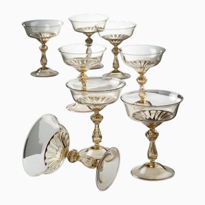 Set in vetro barocco di Venini, anni '40, set di 8
