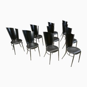 Vintage Wooden Dining Chairs, 1980s, Set of 10