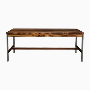 Large Vintage Swedish Rosewood and Aluminum Coffee Table from HMB Möbler Rörvik, 1960s
