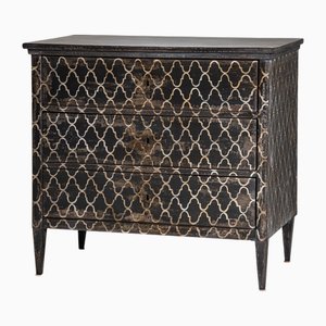 Dunkelgrau bemalte Biedermeier Kommode, 19. Jh.