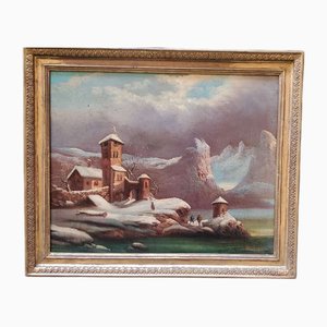 Winterlandschaft, 1800er, Ölgemälde, Gerahmt