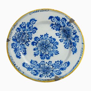 Piatto antico di Delft in ceramica blu bianco