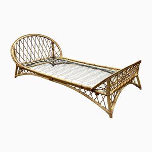 Rattan Bed with Metal Base, 1960s