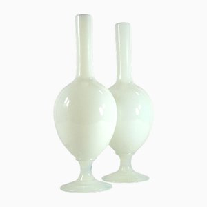 Vintage Opalglasvasen, 1950er, 2er Set