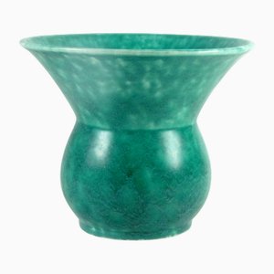 English Green Glaze Pottery Vase, 1930s