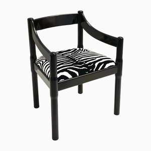 Black Walnut and Velvet Carimate Chair attributed to Vico Magistretti for Cassina, 1960s