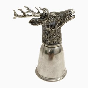 Estribo italiano con cabeza de alce de estaño, años 70